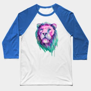 Psychedelic Watercolor Lion Baseball T-Shirt